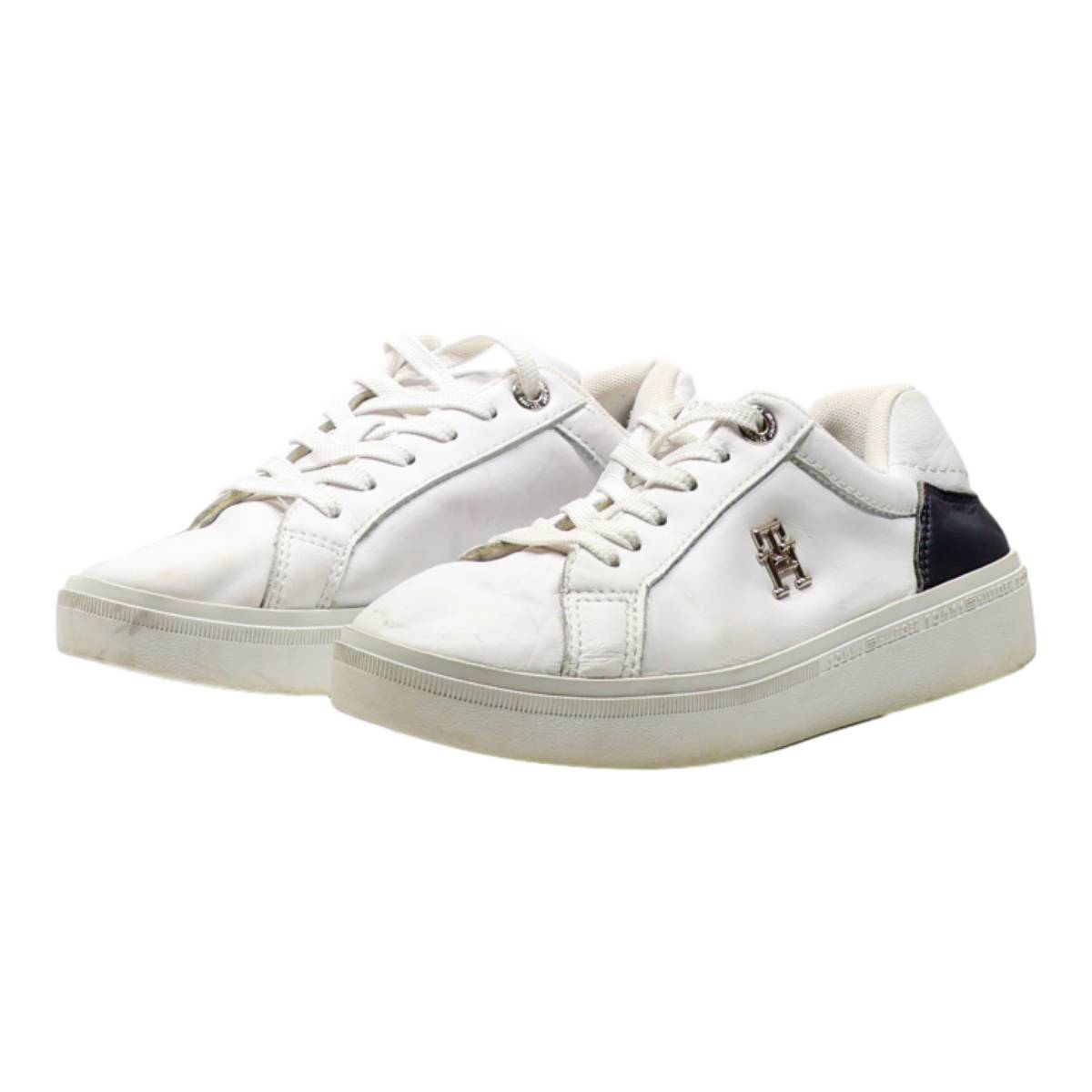 TOMMY HILFIGER Sneaker Trainers White Leather Womens UK 3.5