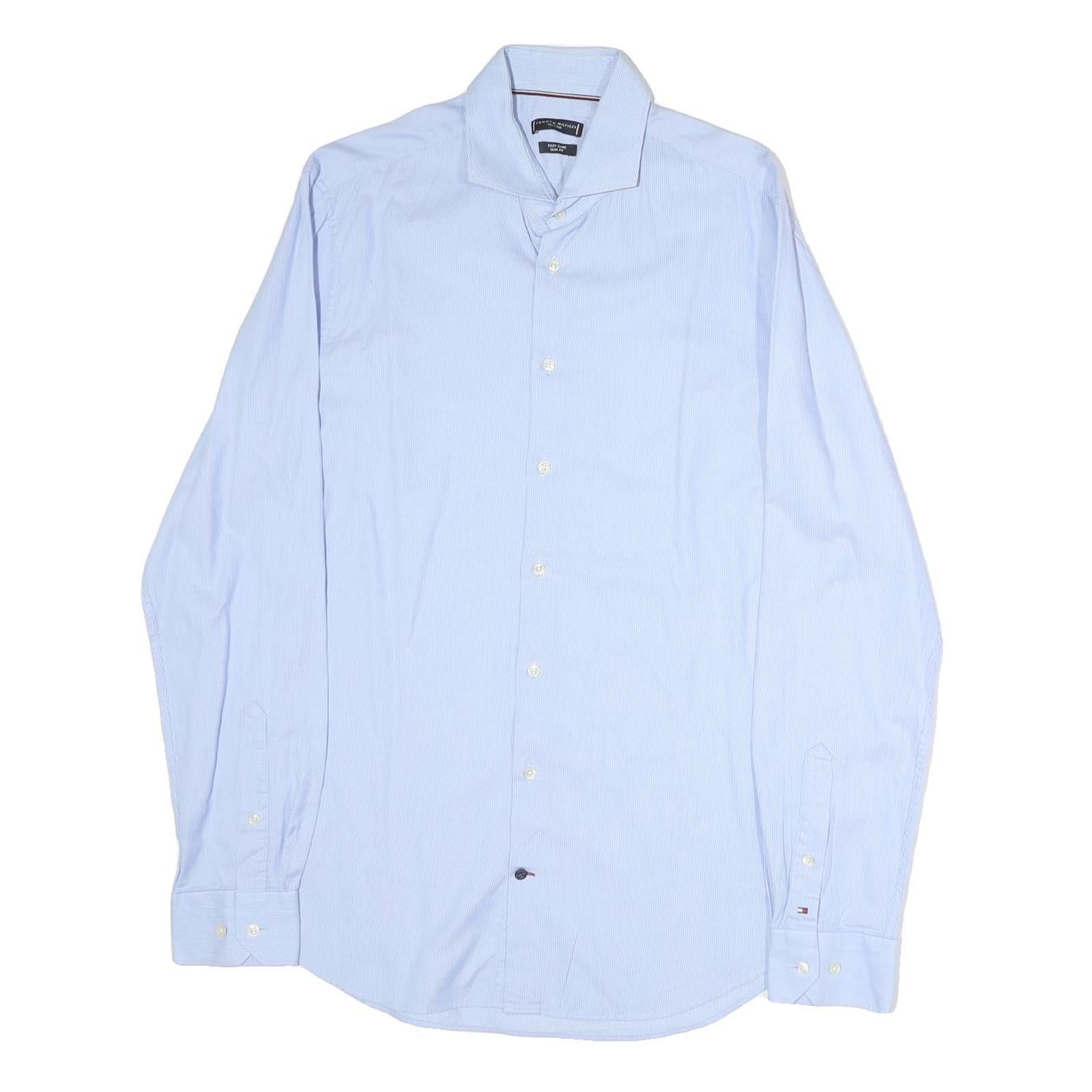 TOMMY HILFIGER Mens Blue Cotton Shirt M Long Sleeve Button Casual Smart