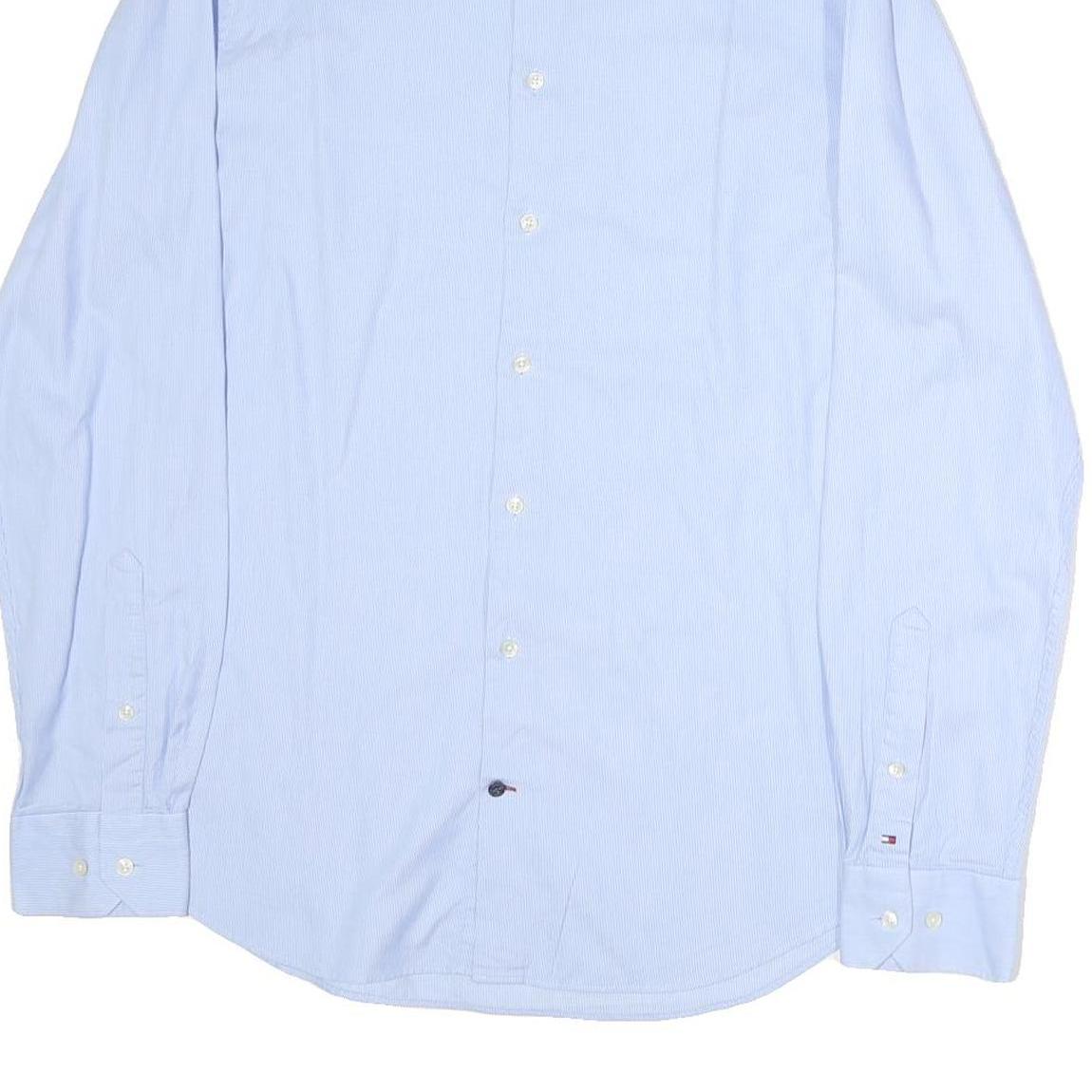 TOMMY HILFIGER Mens Blue Cotton Shirt M Long Sleeve Button Casual Smart