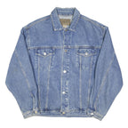 PORT Mens Blue Denim Jacket L Cotton Blend Button Classic Weyrerhaeuser