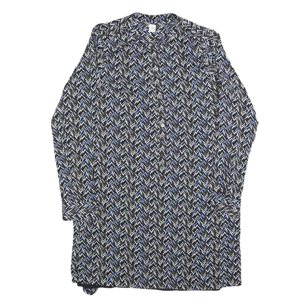 GAP Womens Black & Blue Polyester Blend Shirt Dress Jersey Long Sleeve Midi Size