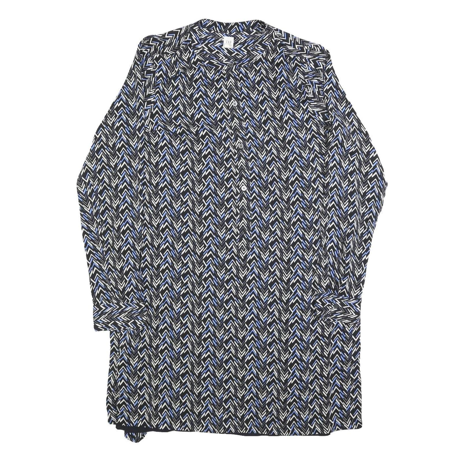 GAP Womens Black & Blue Polyester Blend Shirt Dress Jersey Long Sleeve Midi Size