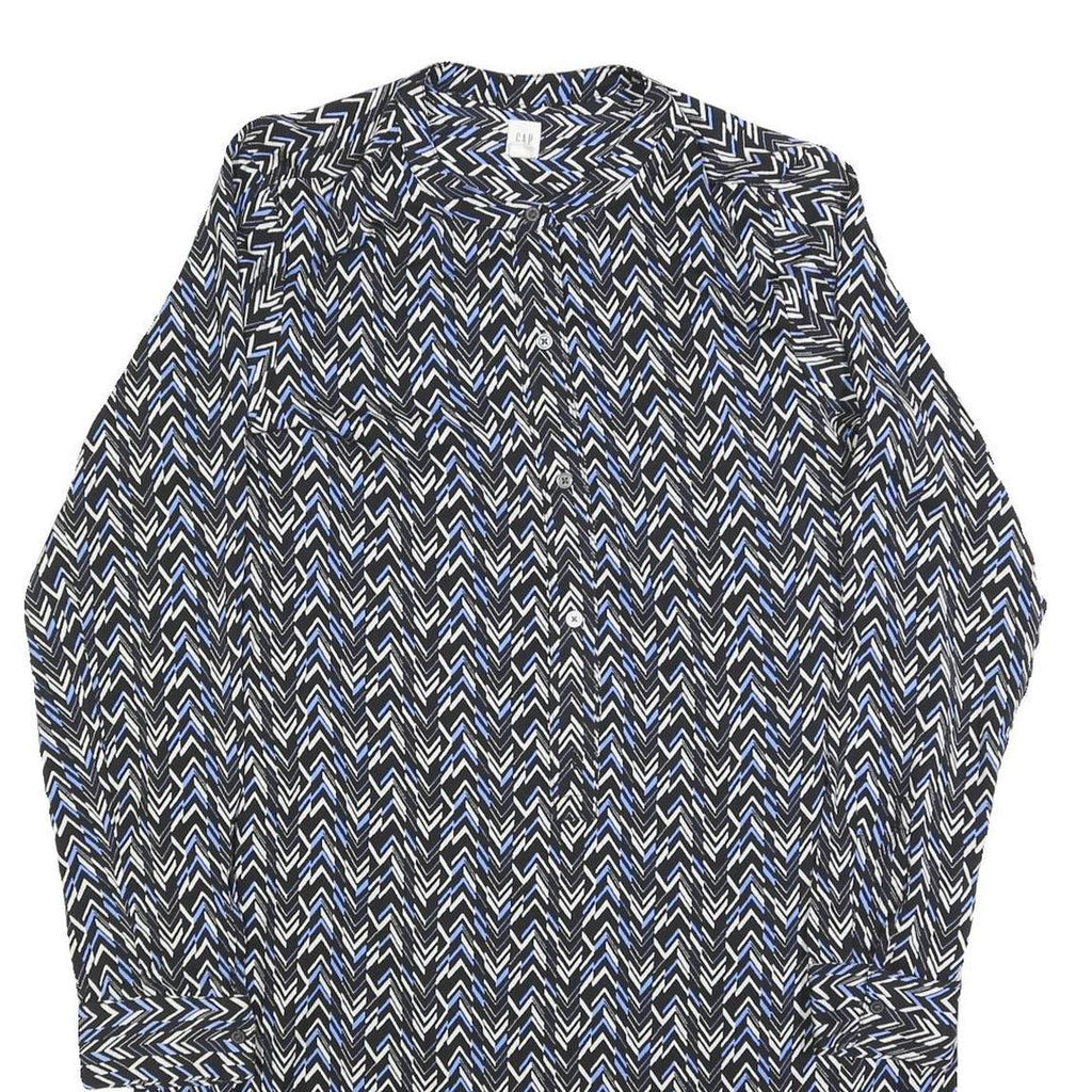 GAP Womens Black & Blue Polyester Blend Shirt Dress Jersey Long Sleeve Midi Size