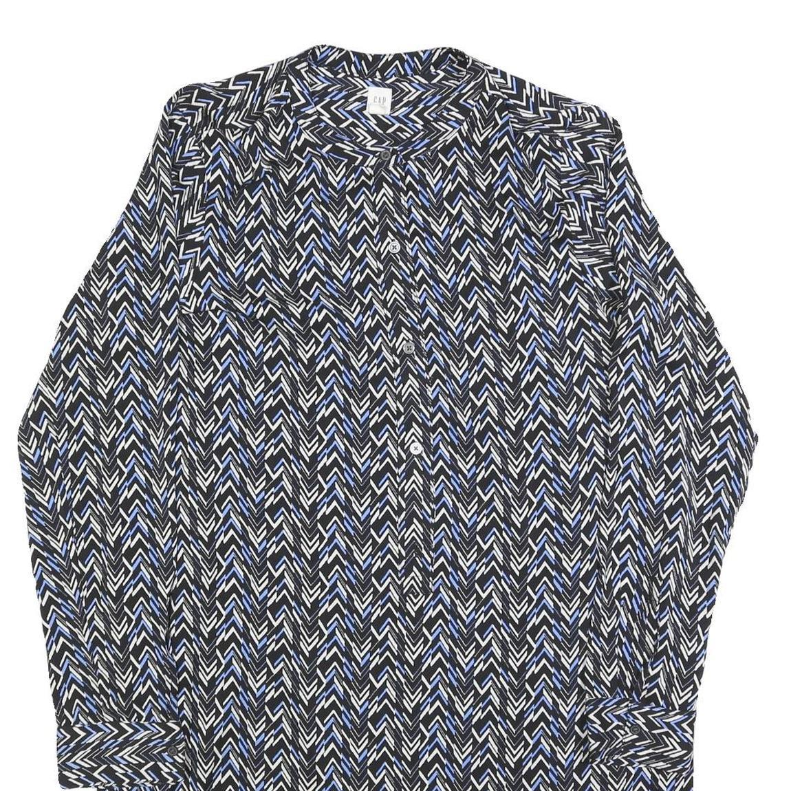 GAP Womens Black & Blue Polyester Blend Shirt Dress Jersey Long Sleeve Midi Size