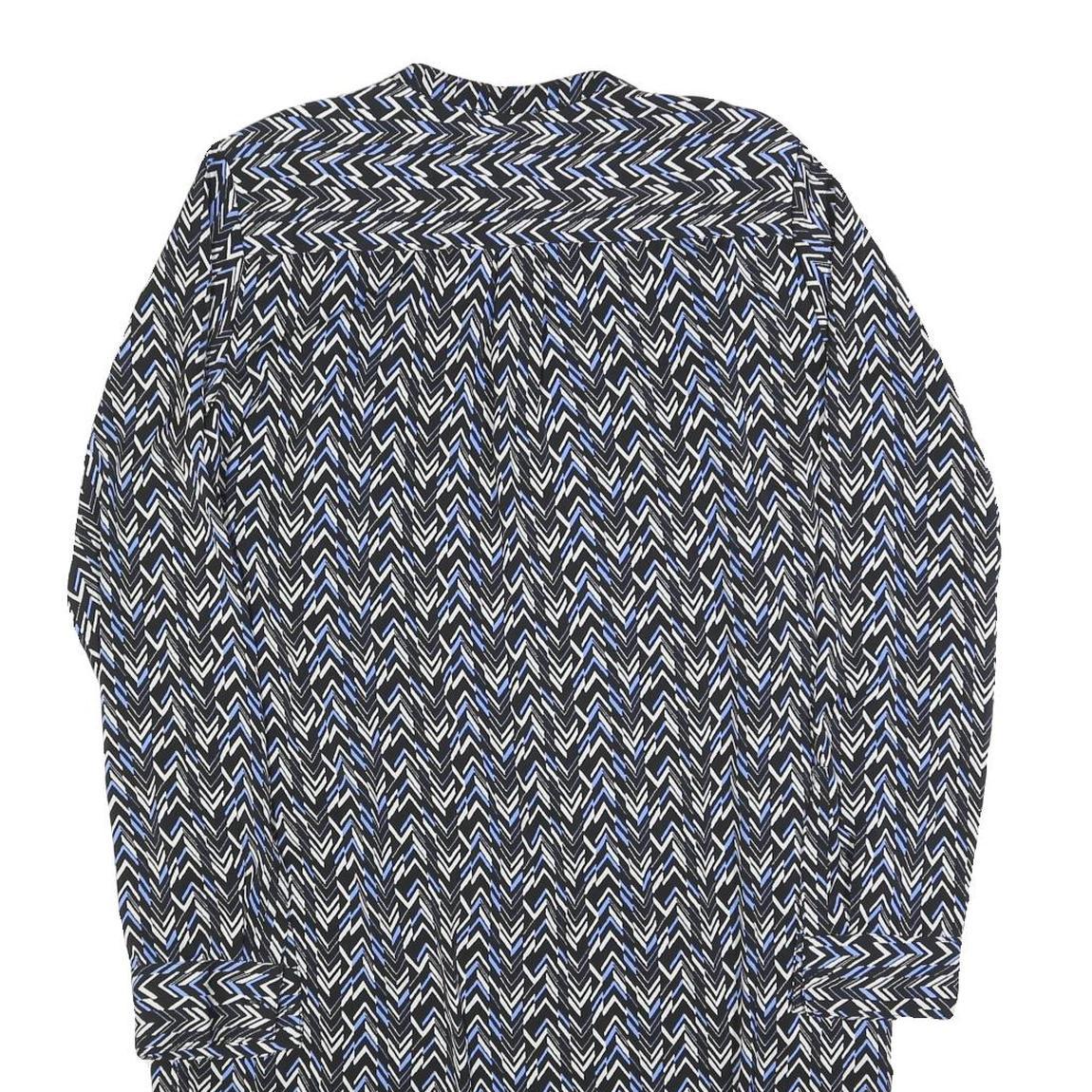 GAP Womens Black & Blue Polyester Blend Shirt Dress Jersey Long Sleeve Midi Size