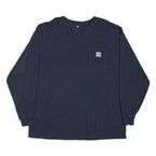 CARHARTT Mens Navy Blue Classic Pocket Long Sleeve Crew Neck XL Cotton Blend
