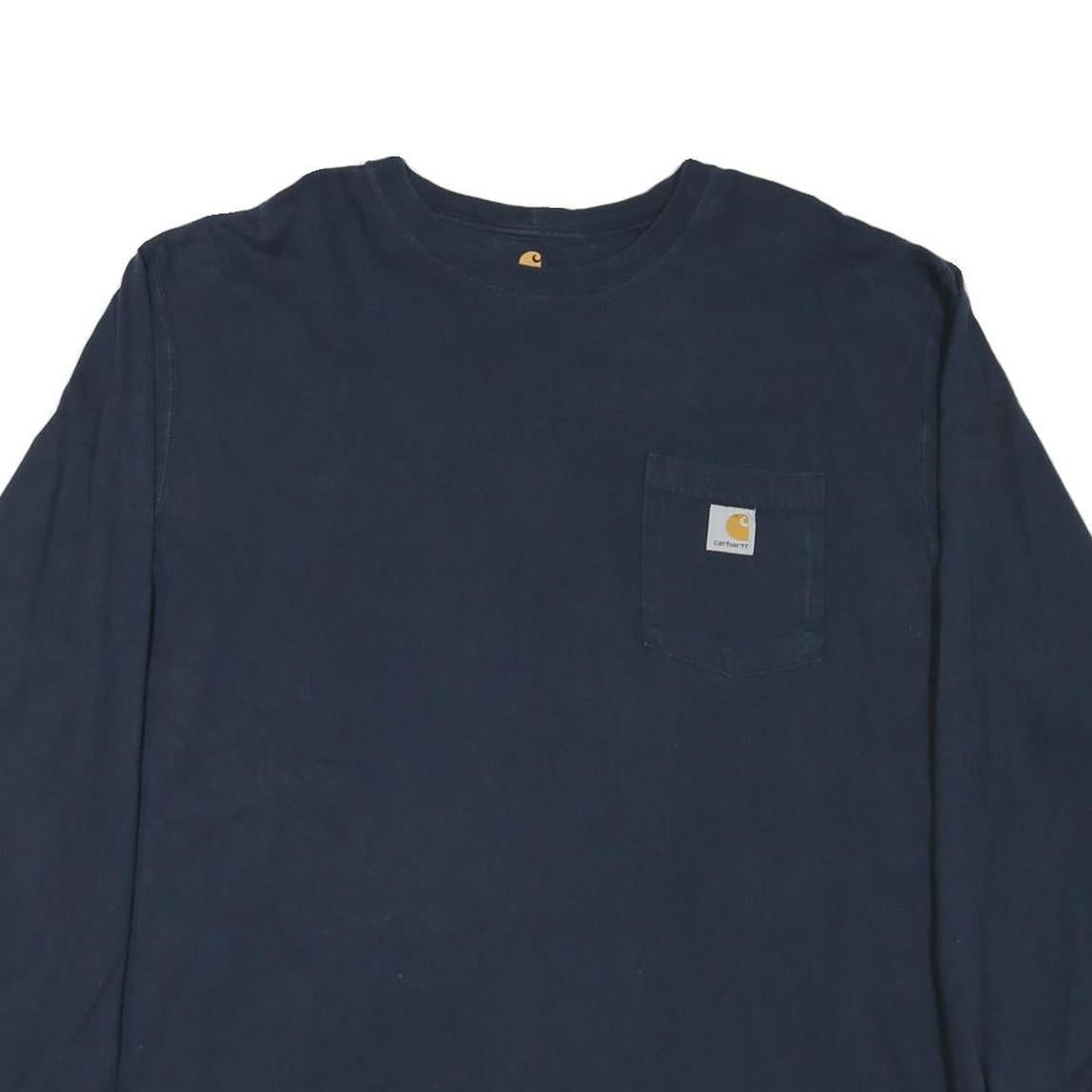 CARHARTT Mens Navy Blue Classic Pocket Long Sleeve Crew Neck XL Cotton Blend