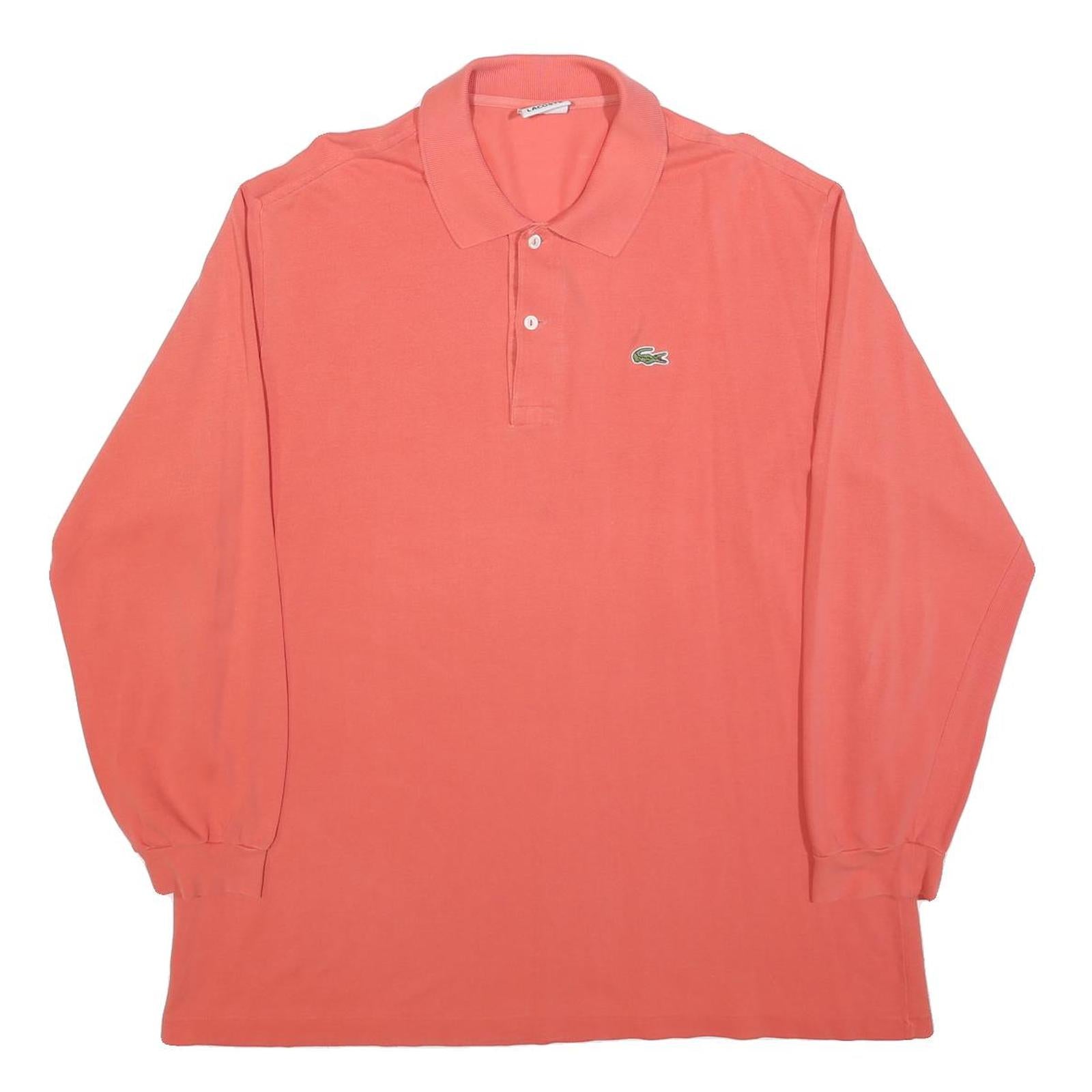 LACOSTE Mens Coral Long Sleeve Plain XL Cotton Blend Polo Shirt Classic Casual