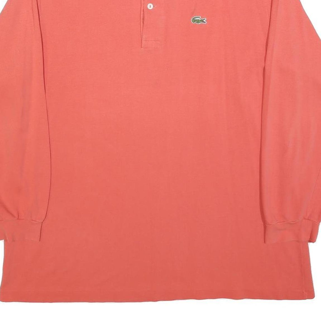 LACOSTE Mens Coral Long Sleeve Plain XL Cotton Blend Polo Shirt Classic Casual