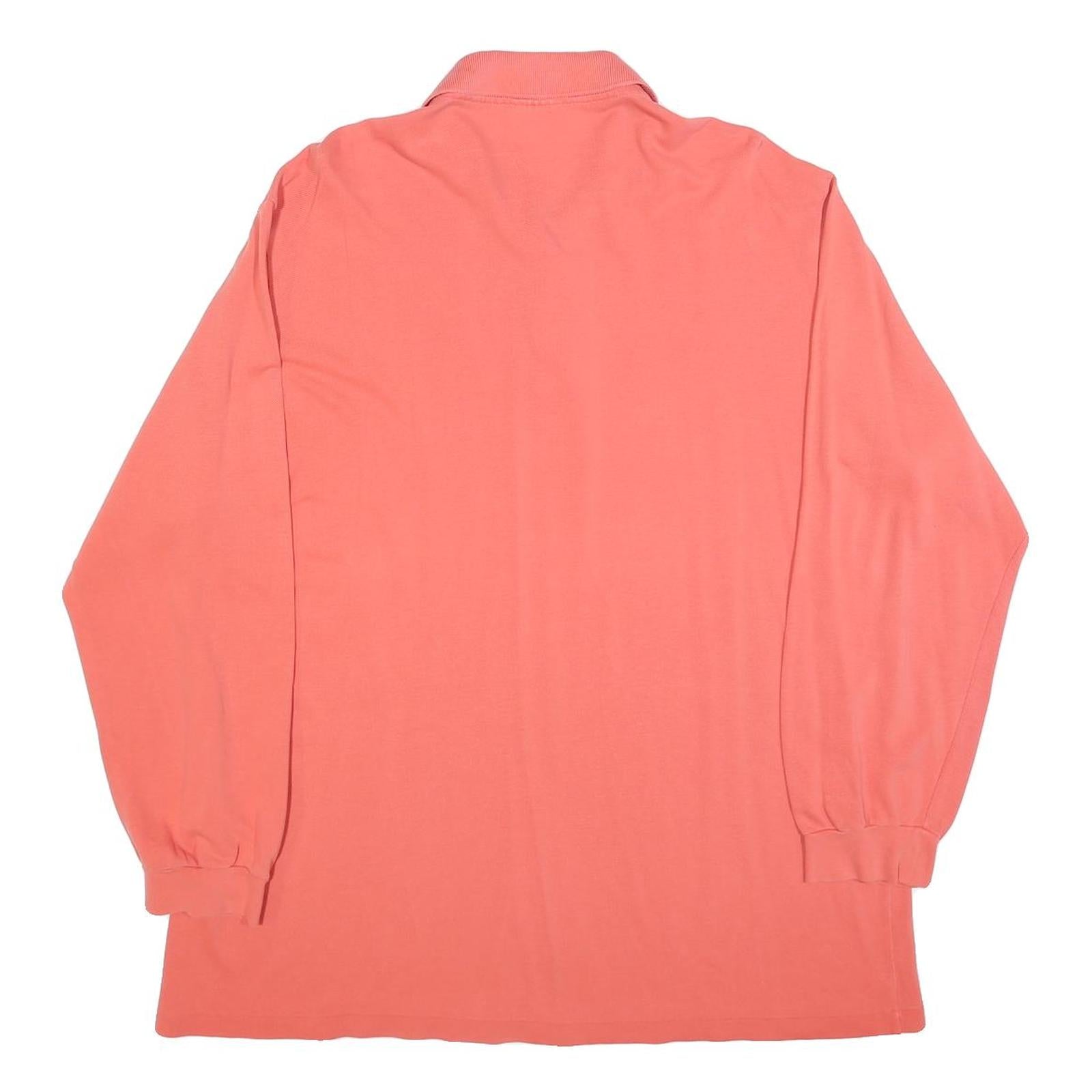LACOSTE Mens Coral Long Sleeve Plain XL Cotton Blend Polo Shirt Classic Casual