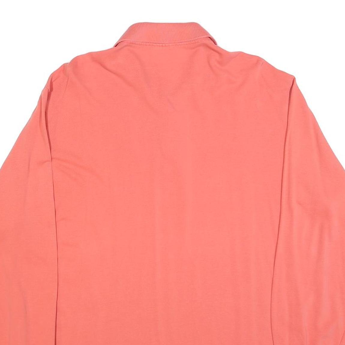 LACOSTE Mens Coral Long Sleeve Plain XL Cotton Blend Polo Shirt Classic Casual