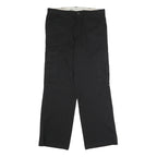 DICKIES Mens Polyester Blend Black Regular Straight Trousers W36 L32 Work Cargo
