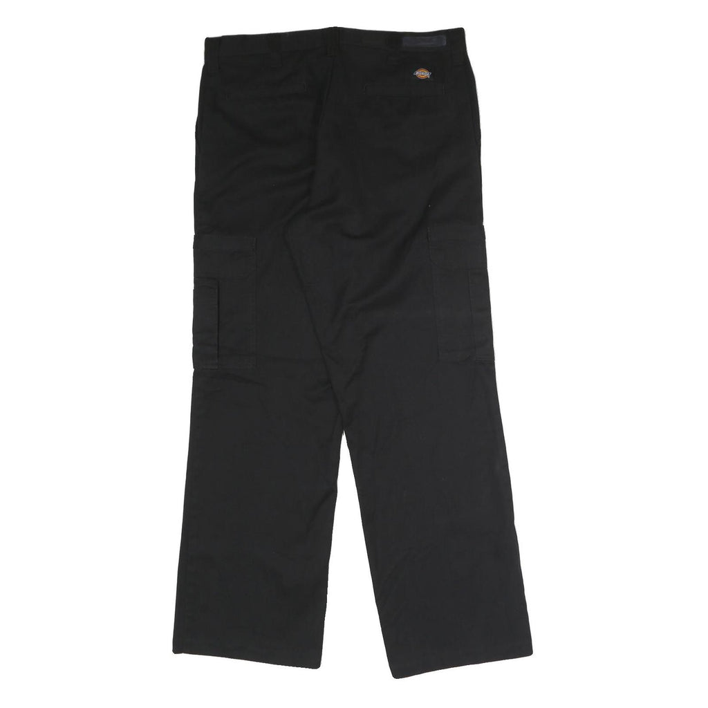 DICKIES Mens Polyester Blend Black Regular Straight Trousers W36 L32 Work Cargo