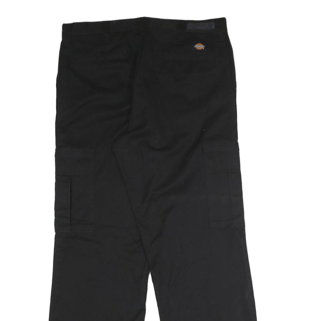 DICKIES Mens Polyester Blend Black Regular Straight Trousers W36 L32 Work Cargo