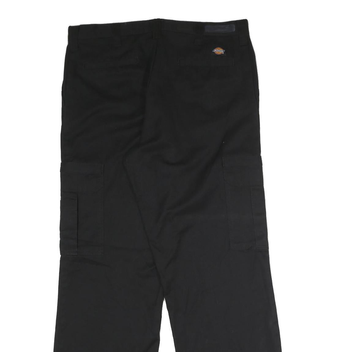 DICKIES Mens Polyester Blend Black Regular Straight Trousers W36 L32 Work Cargo