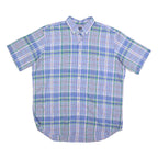 RALPH LAUREN Mens Blue Green Check Shirt XL Cotton Blend Button-Down Short