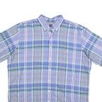 RALPH LAUREN Mens Blue Green Check Shirt XL Cotton Blend Button-Down Short