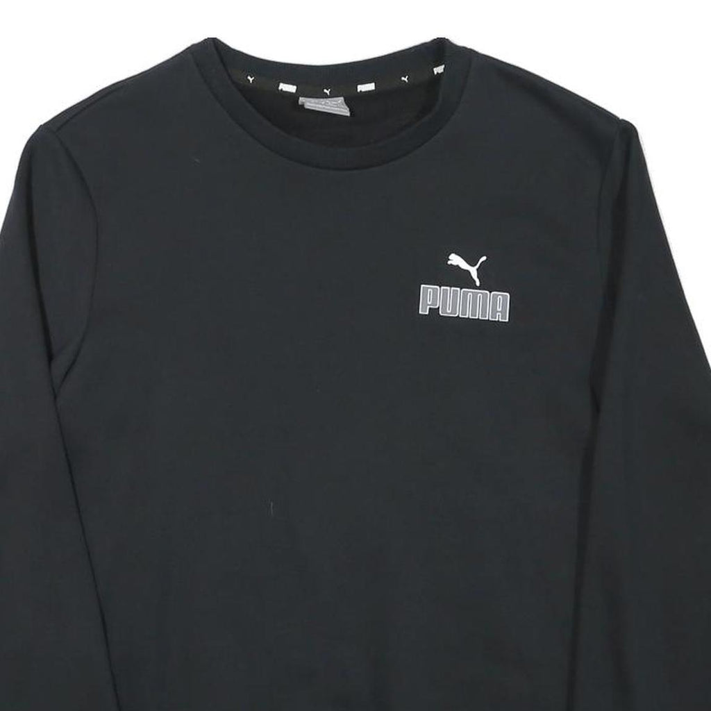 PUMA Mens Black Crew Neck S Cotton Blend Pullover Sweatshirt Lightweight