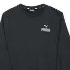 PUMA Mens Black Crew Neck S Cotton Blend Pullover Sweatshirt Lightweight