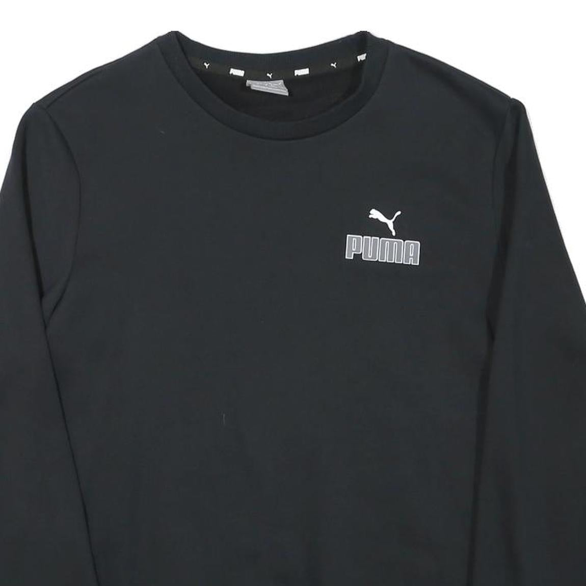 PUMA Mens Black Crew Neck S Cotton Blend Pullover Sweatshirt Lightweight