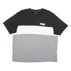 PUMA Mens Black White & Grey Colourblock Graphic T-Shirt XL Short Sleeve Crew