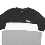 PUMA Mens Black White & Grey Colourblock Graphic T-Shirt XL Short Sleeve Crew