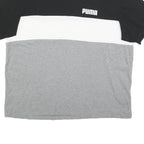 PUMA Mens Black White & Grey Colourblock Graphic T-Shirt XL Short Sleeve Crew