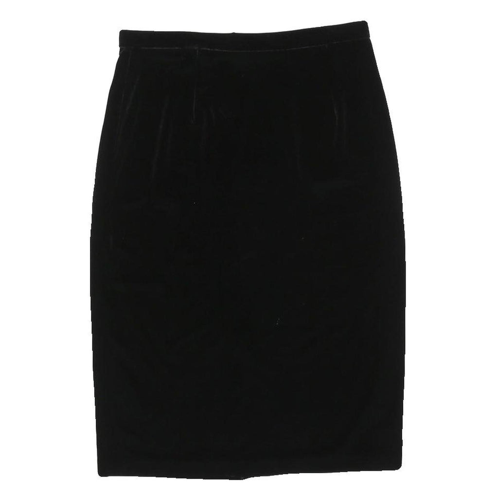 XSCAPE Womens Black Straight Knee Length Velvet Skirt Size S Classic Style Soft