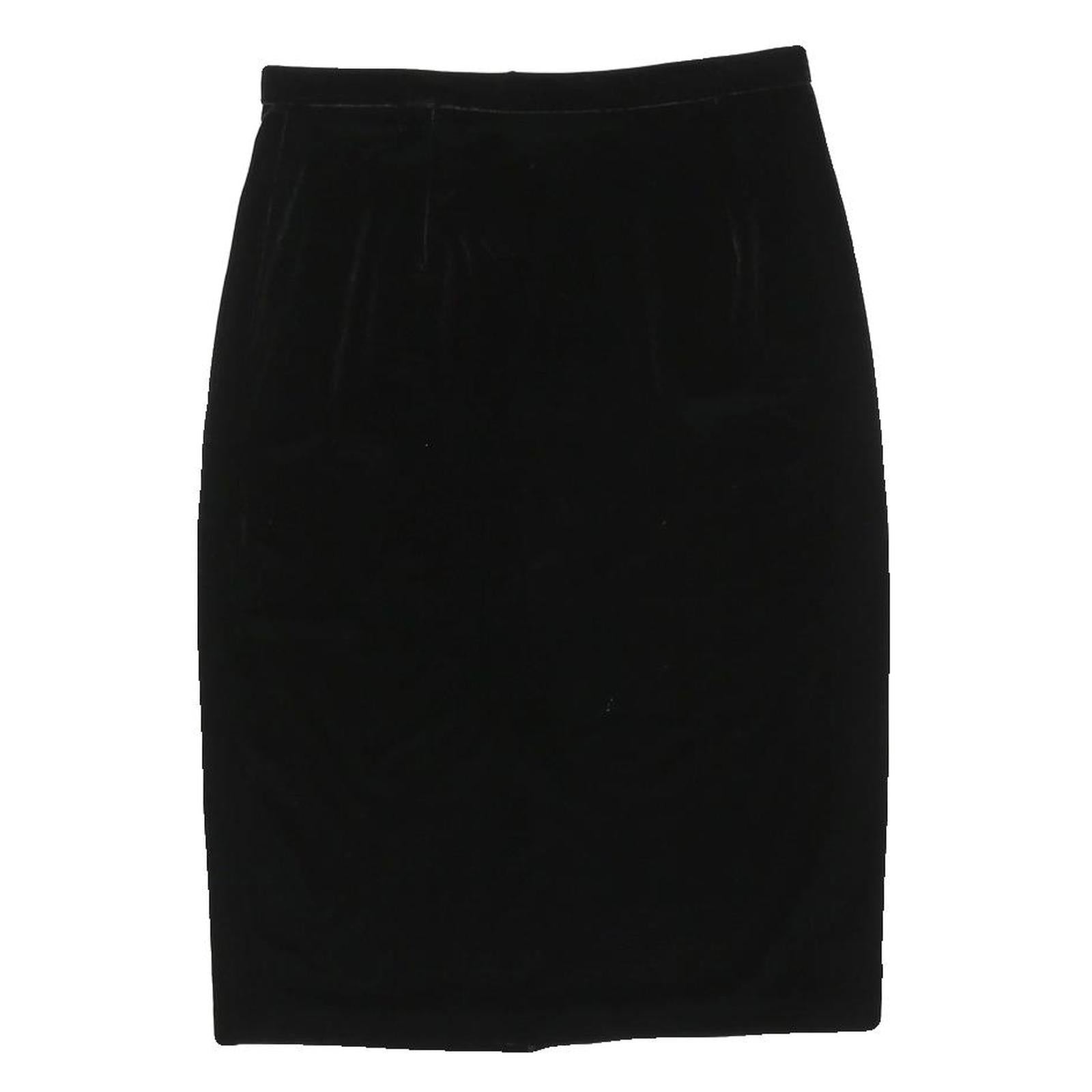 XSCAPE Womens Black Straight Knee Length Velvet Skirt Size S Classic Style Soft