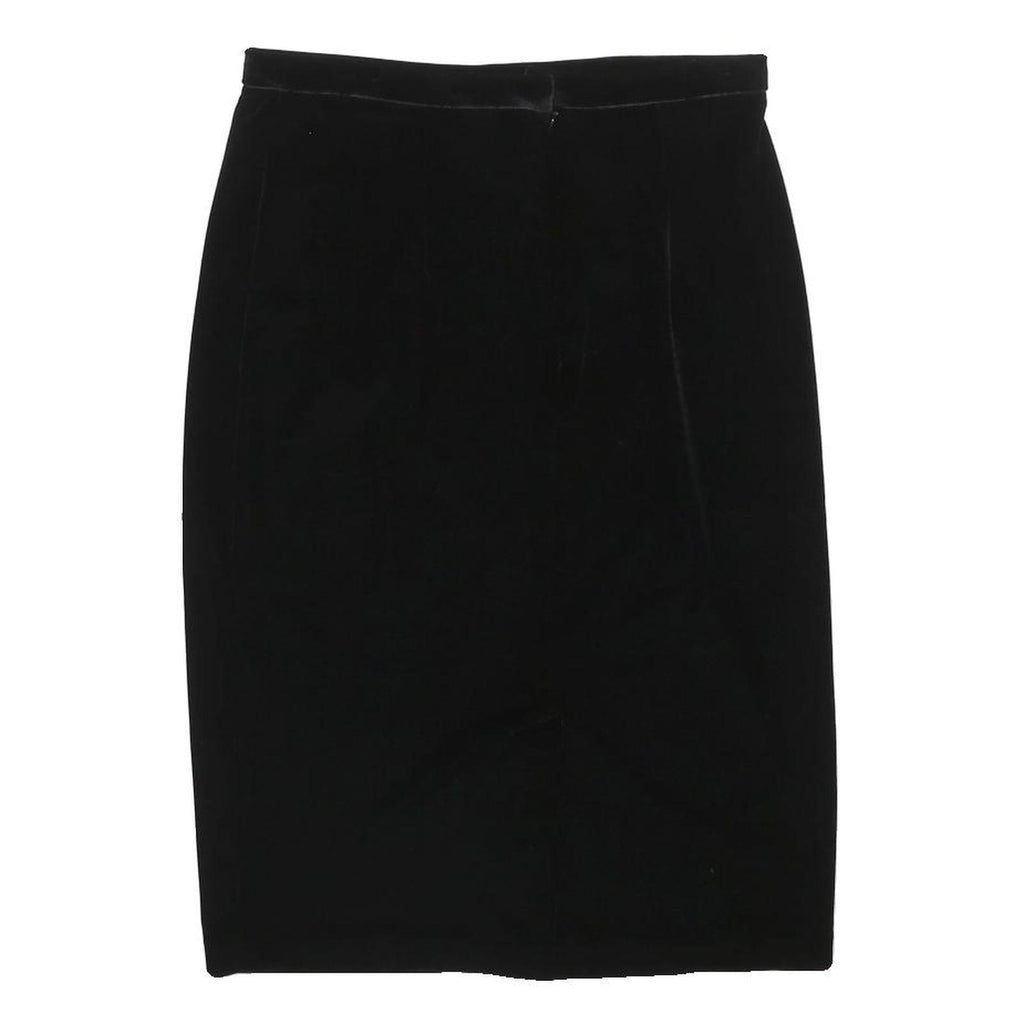 XSCAPE Womens Black Straight Knee Length Velvet Skirt Size S Classic Style Soft