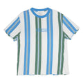 GUESS Mens Blue & Green Striped Graphic T-Shirt M Short Sleeve Crew Neck Casual