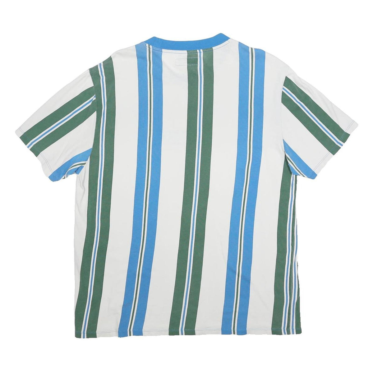 GUESS Mens Blue & Green Striped Graphic T-Shirt M Short Sleeve Crew Neck Casual