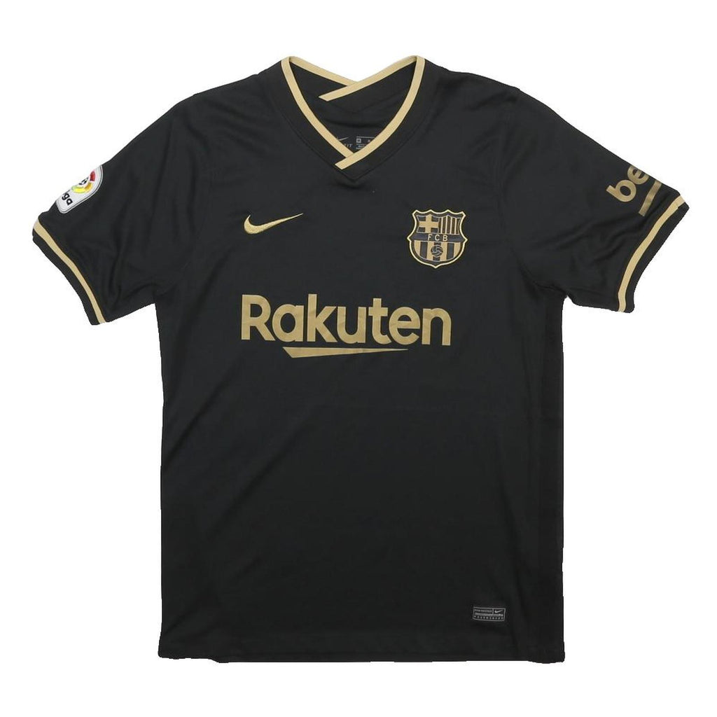 NIKE Mens Black & Gold Football Shirt M Short Sleeve V-Neck Barcelona FC Jersey