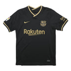 NIKE Mens Black & Gold Football Shirt M Short Sleeve V-Neck Barcelona FC Jersey