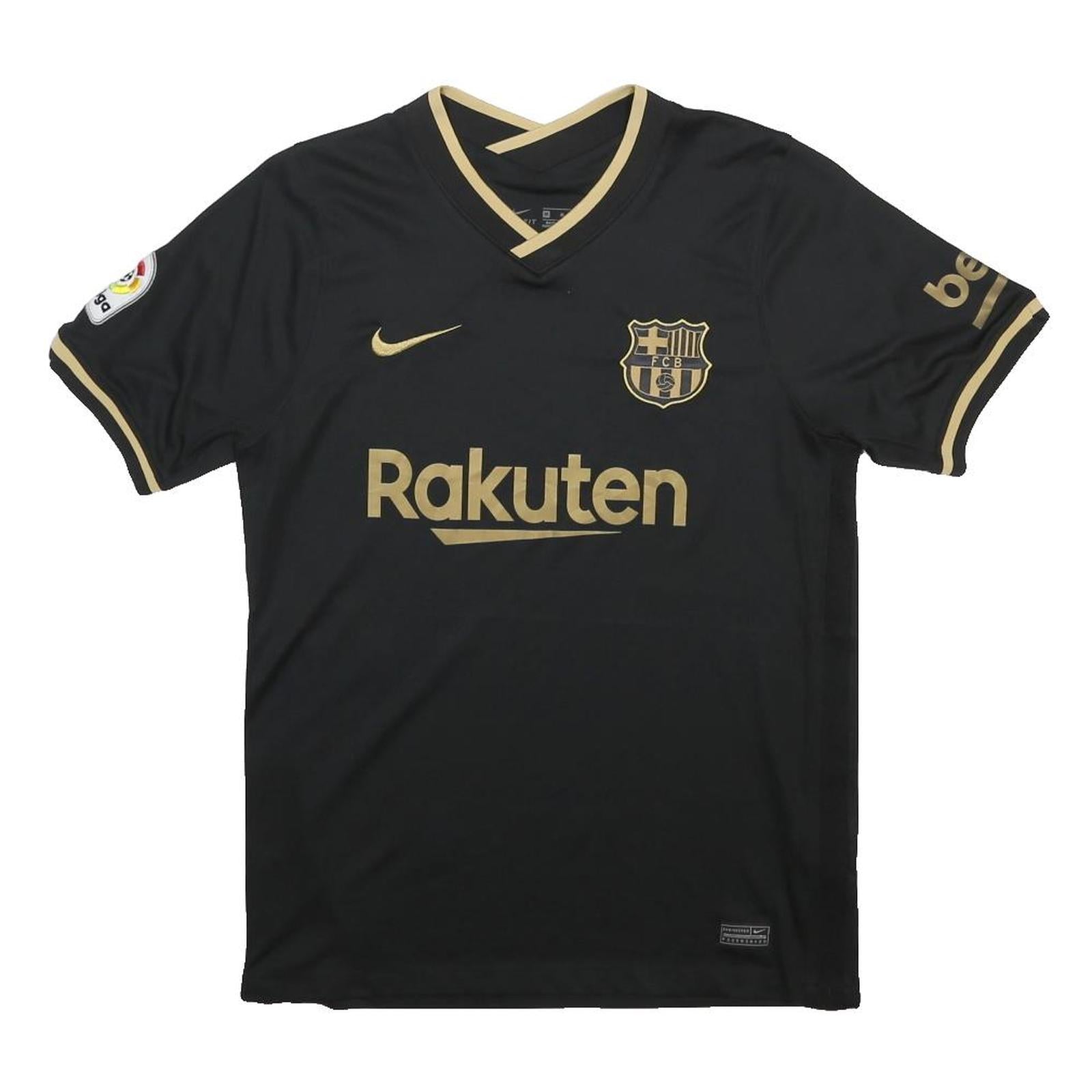 NIKE Mens Black & Gold Football Shirt M Short Sleeve V-Neck Barcelona FC Jersey