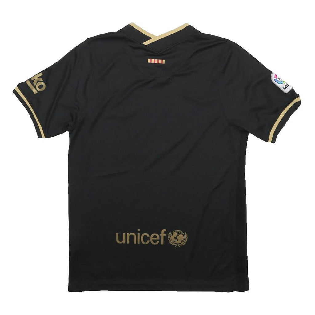 NIKE Mens Black & Gold Football Shirt M Short Sleeve V-Neck Barcelona FC Jersey