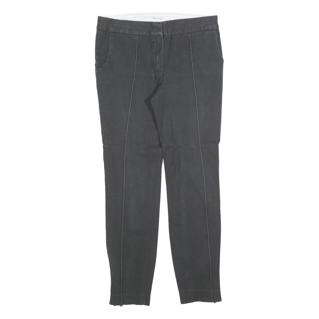 MASSIMO DUTTI Womens Slim Black Trousers W28 L26 Cotton Blend Zip Stylish