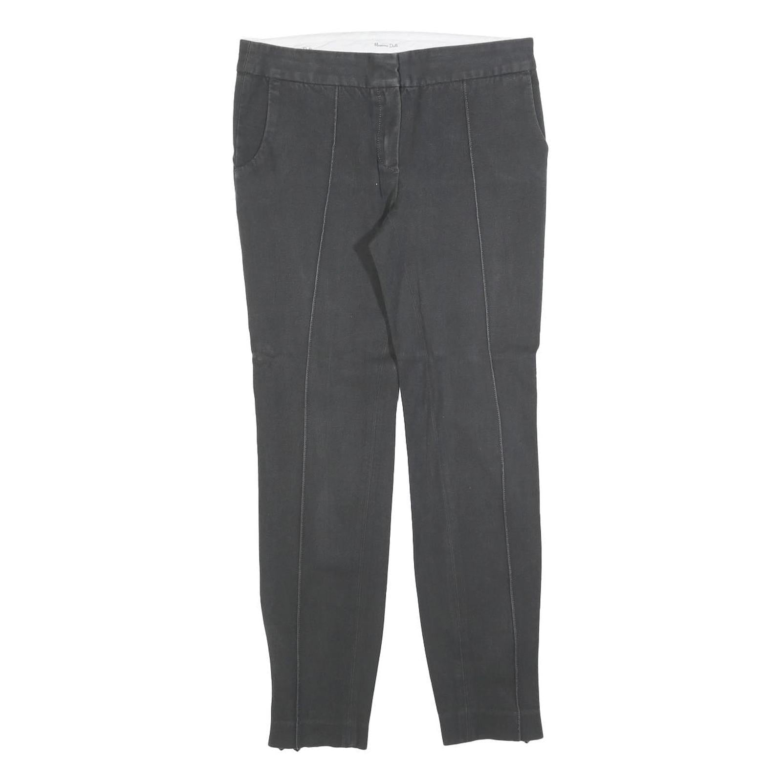 MASSIMO DUTTI Womens Slim Black Trousers W28 L26 Cotton Blend Zip Stylish