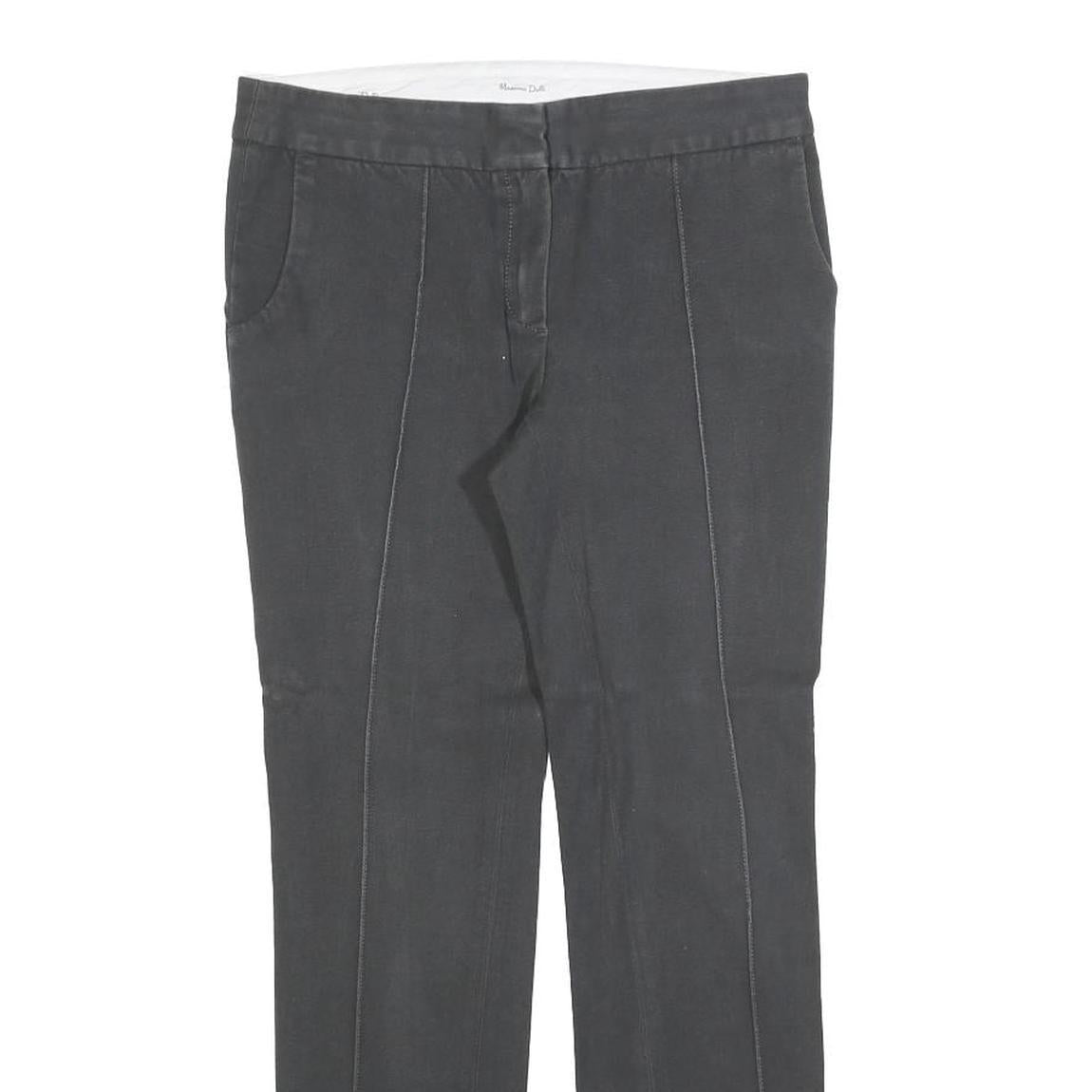 MASSIMO DUTTI Womens Slim Black Trousers W28 L26 Cotton Blend Zip Stylish
