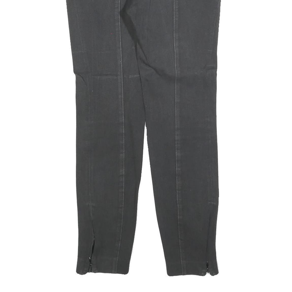 MASSIMO DUTTI Womens Slim Black Trousers W28 L26 Cotton Blend Zip Stylish