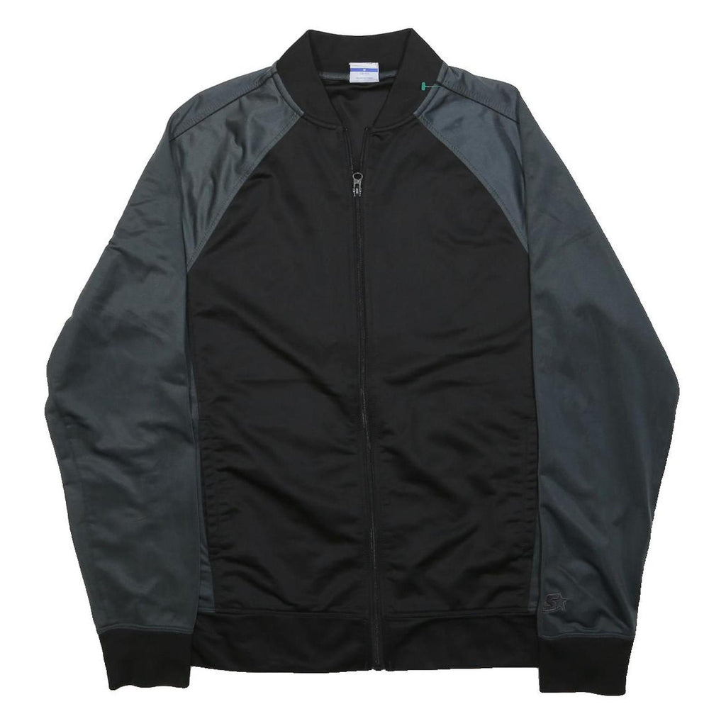 STARTER Mens Black & Grey Zip Up Track Jacket M Cotton Blend Athletic Fit