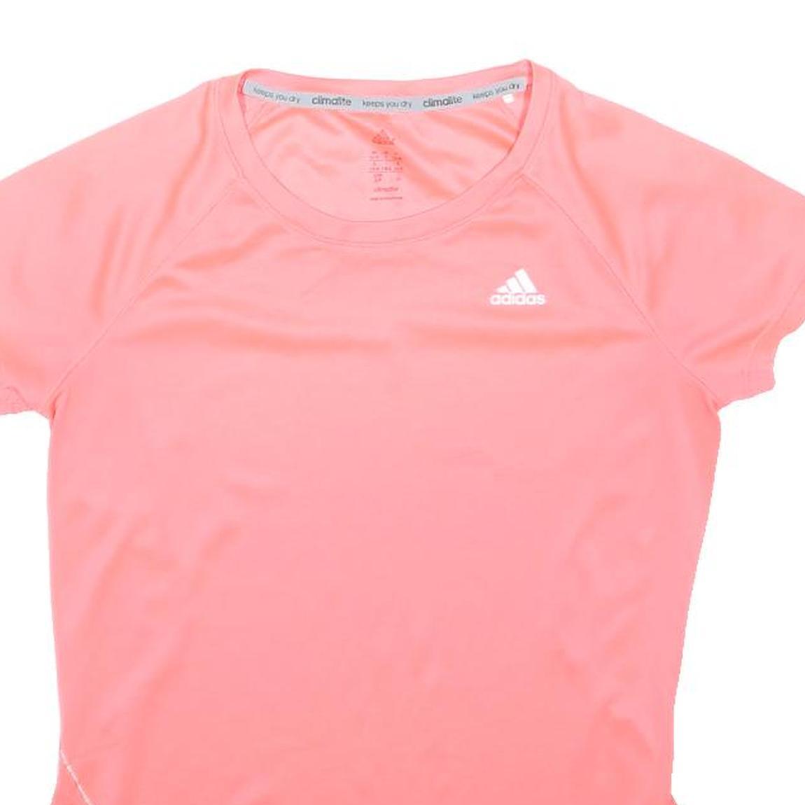 ADIDAS Womens Pink Athletic T-Shirt UK 8 Short Sleeve Crew Neck Performance Top