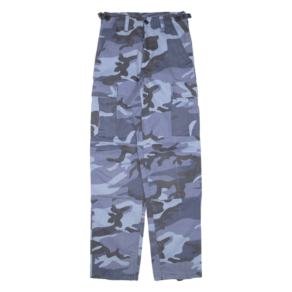 Cargo Camo Mens Trousers Blue Regular Straight W26 L31