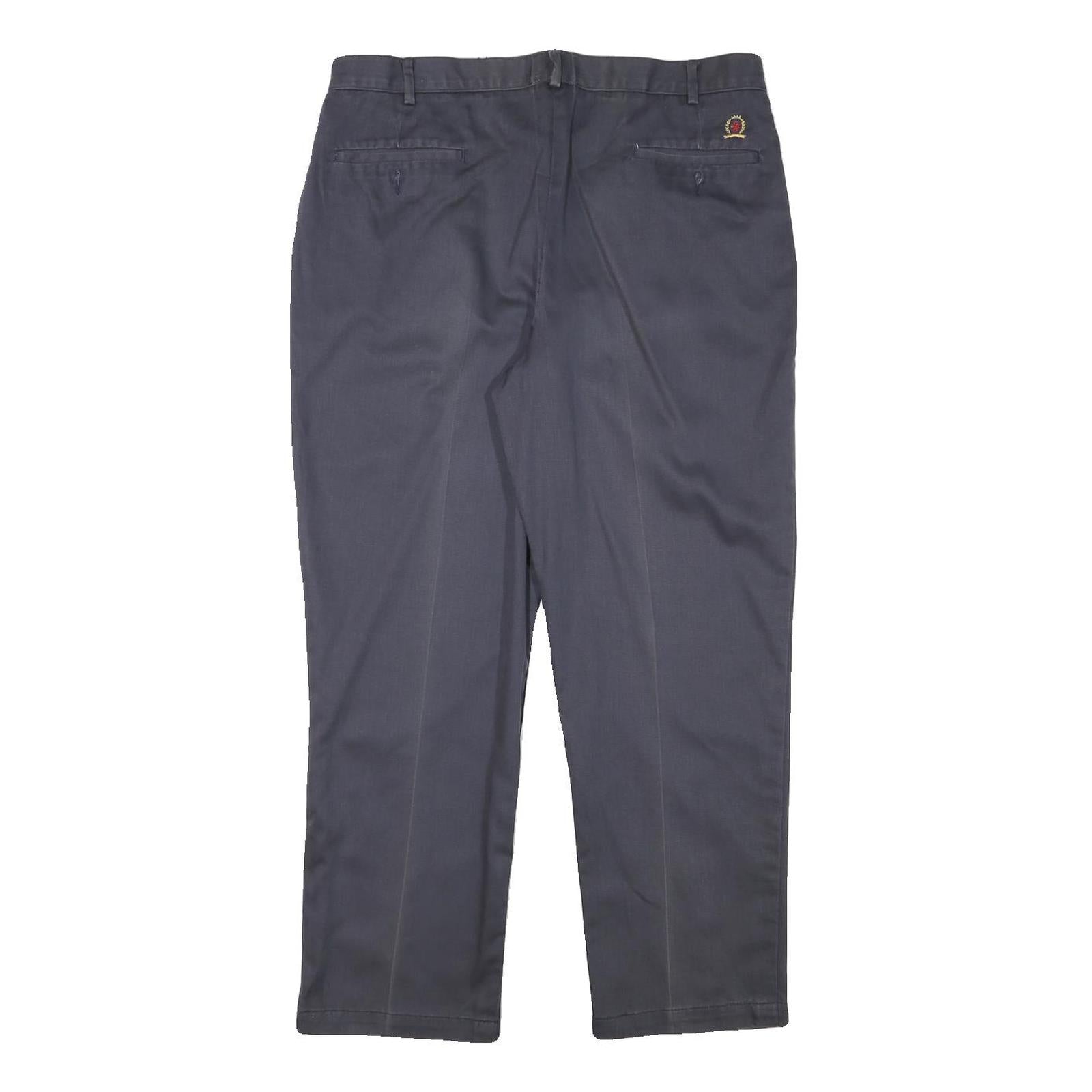 TOMMY HILFIGER Mens Cotton Blend Navy Blue Relaxed Straight Trousers W34 L30