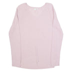 GAP Womens Jumper Pink V-Neck Tight Knit M