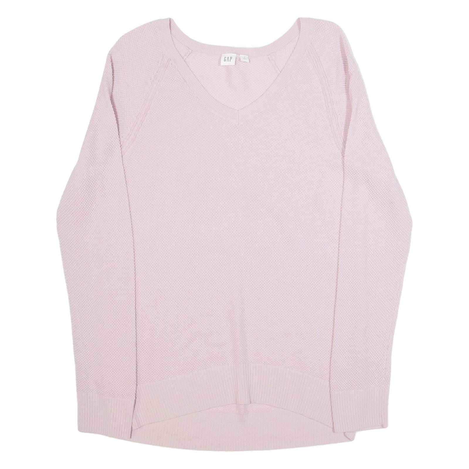 GAP Womens Jumper Pink V-Neck Tight Knit M