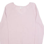 GAP Womens Jumper Pink V-Neck Tight Knit M