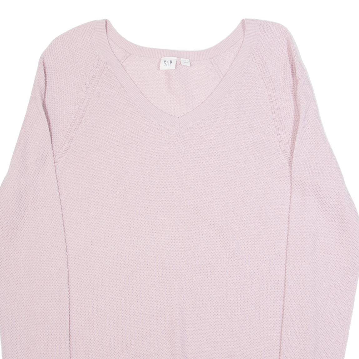 GAP Womens Jumper Pink V-Neck Tight Knit M