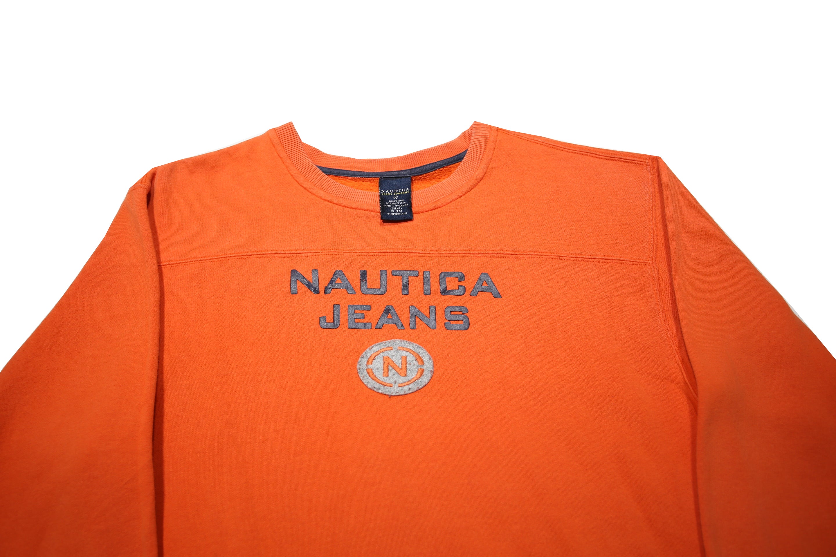 NAUTICA Womens Orange Nautica Jeans Crew Neck XL Sweatshirt Cotton Blend Casual