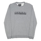 GUESS Mens Grey Crew Neck S Cotton Blend Sweatshirt Logo Casual Pullover